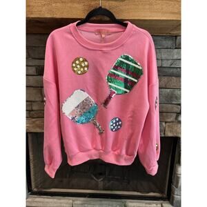 Women’s SIMPLY SOUTHERN Pink Pickleball Sweatshirt Size M NWT *B4